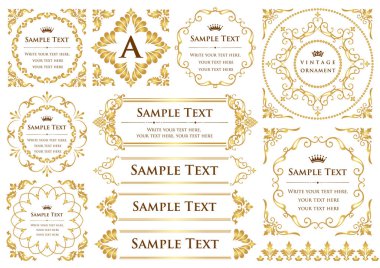 Dekoratif tasarım elementleri. Çiçek çerçeveleri.