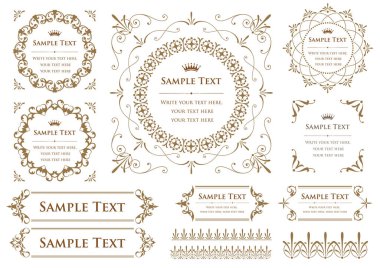 Dekoratif tasarım elementleri. Çiçek çerçeveleri.