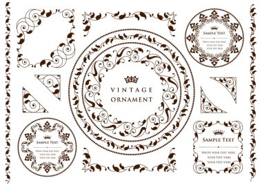 Dekoratif tasarım elementleri. Çiçek çerçeveleri.