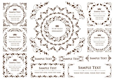 Dekoratif tasarım elementleri. Çiçek çerçeveleri.