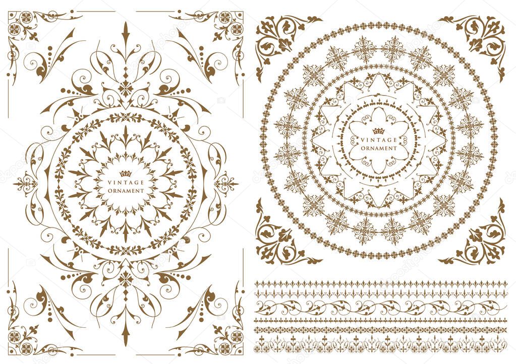 set of decorative design elements. floral frames.