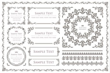 Dekoratif tasarım elementleri. Çiçek çerçeveleri.