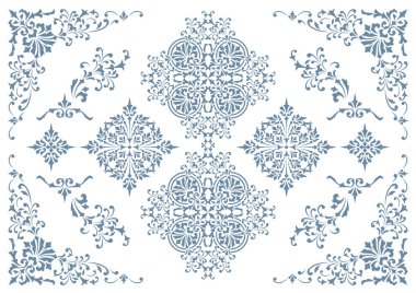 Dekoratif tasarım elementleri. Çiçek çerçeveleri.