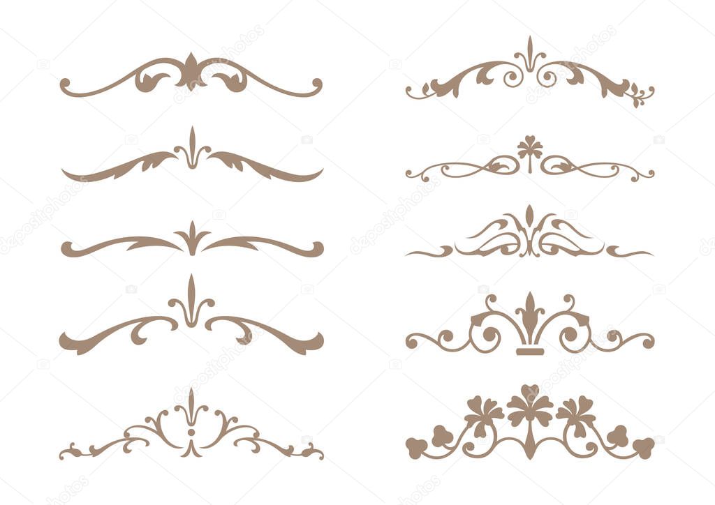 set of decorative design elements. floral frames.