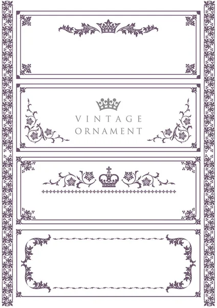 Set Decorative Design Elements Floral Frames — Stock Vector