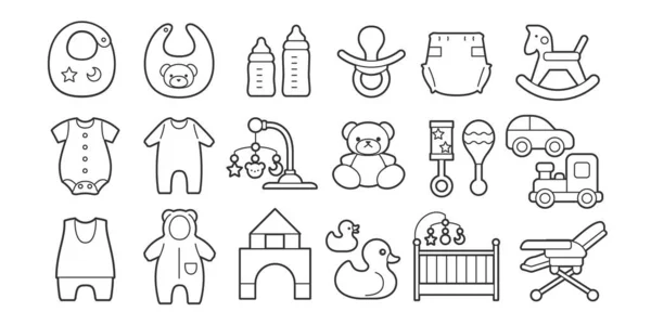 Set Iconos Para Bebés Niños Pequeños — Archivo Imágenes Vectoriales