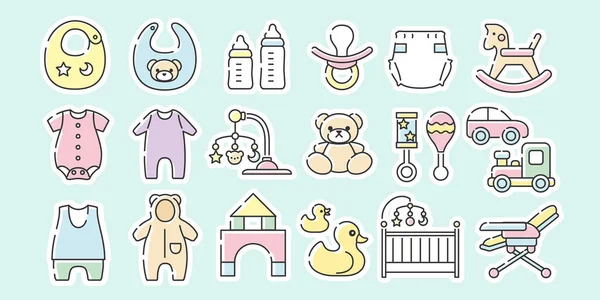 Icon Set Babies Toddlers — Stock Vector