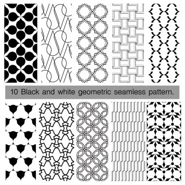 Siyah ve beyaz geometrik Dikişsiz desen koleksiyonu.