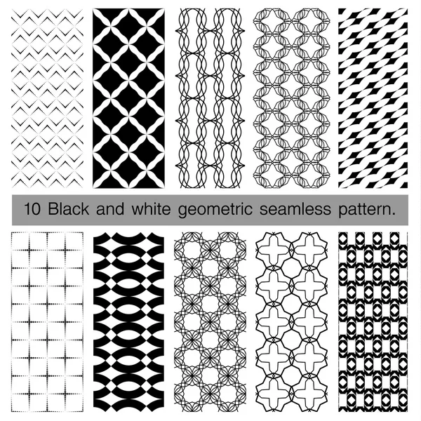 Collection de motifs géométriques sans couture noir et blanc . — Image vectorielle