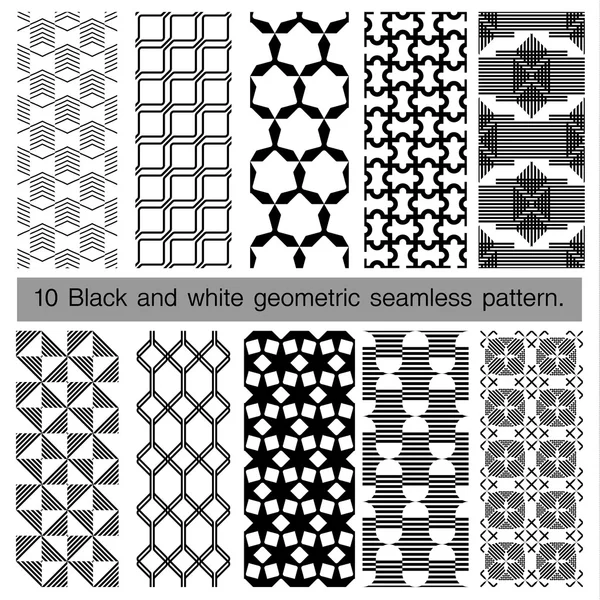 Collection de motifs géométriques sans couture noir et blanc . — Image vectorielle