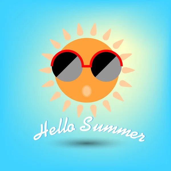 Verão, olá, verão. Sol engraçado com óculos de sol . — Vetor de Stock