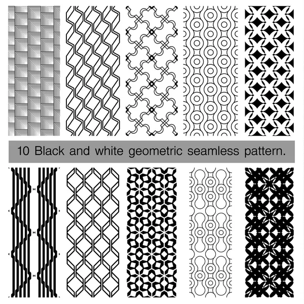 흑인과 백인 기하학적 완벽 한 패턴의 컬렉션. — 스톡 벡터