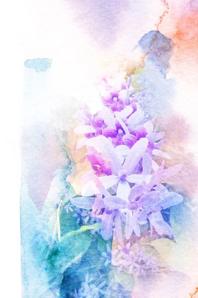 Abstract watercolor illustration of blossom purple wreath. — Stock Photo, Image