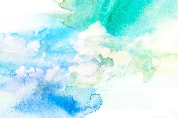 Bulut gökyüzü suluboya çizimi.