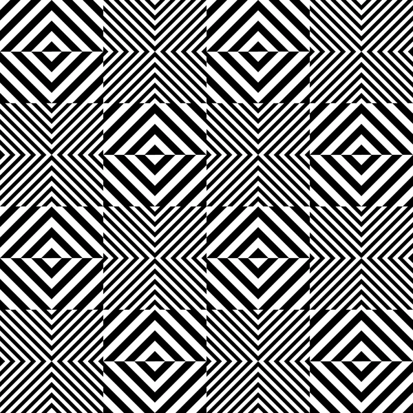 黒と白の幾何学的な正方形のシームレスなパターン — ストックベクタ