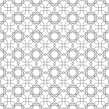 Siyah ve beyaz çizgi ve yuvarlak c ile geometrik seamless modeli