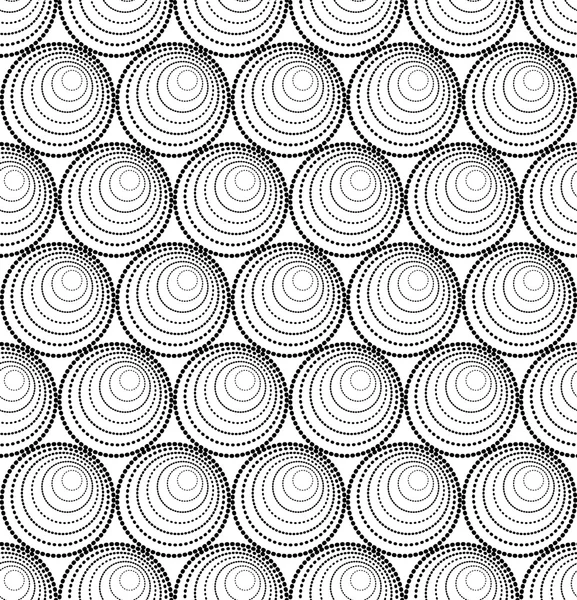 Zwart-wit geometrische cirkel naadloze patroon — Stockvector