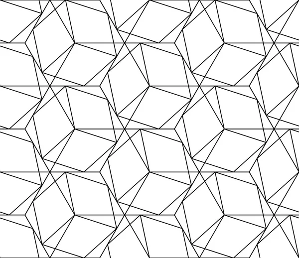 Patrón geométrico sin costura en blanco y negro con línea y hexágono — Archivo Imágenes Vectoriales