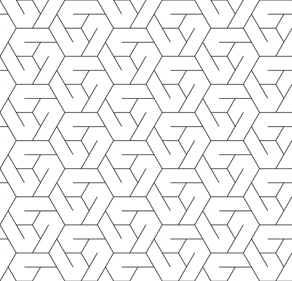 黑色和白色线和六角形几何无缝模式 — 图库矢量图片