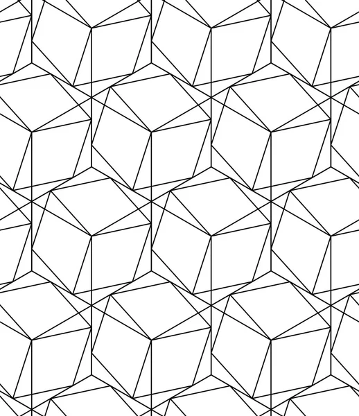Patrón geométrico sin costura en blanco y negro con línea y hexágono — Archivo Imágenes Vectoriales