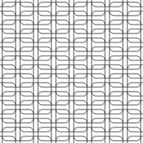 Schwarz-weißes geomatrisches nahtloses Muster mit Linie und rundem C — Stockvektor