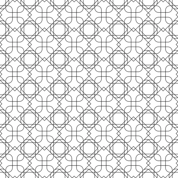 Black and white geometric seamless pattern with line and round c — Stock Vector