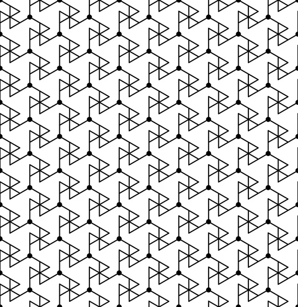 黑色和白色几何无缝模式与线，三角形 — 图库矢量图片