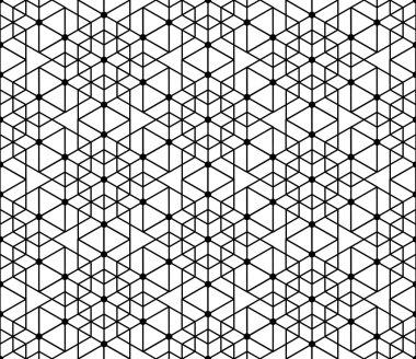Siyah ve beyaz çizgili, altıgen, t ile geometrik seamless modeli