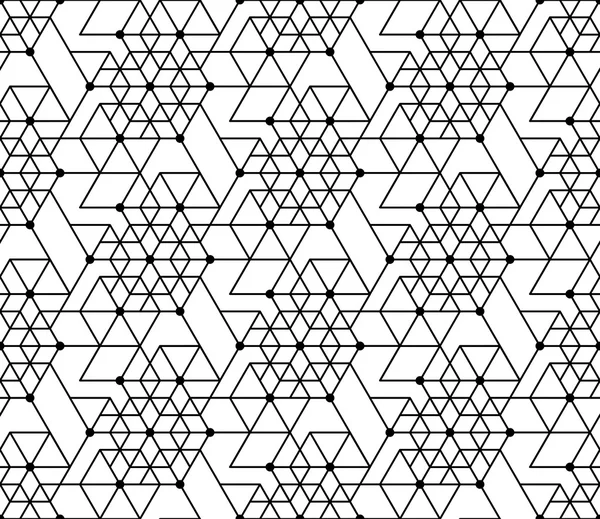 Black and white geometric seamless pattern with line, hexagon, t — Stock Vector