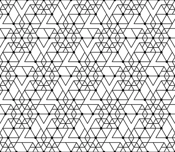 Schwarz-weißes geometrisches Nahtmuster mit Linie, Sechseck, T — Stockvektor