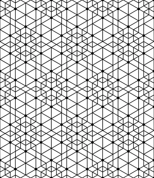 Schwarz-weißes geometrisches Nahtmuster mit Linie, Sechseck, T — Stockvektor