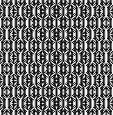 Siyah ve beyaz satır ve oval şekli ile seamless modeli.