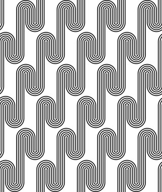 Eğri çizgi ile seamless modeli siyah beyaz.