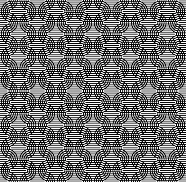 Black and white seamless pattern with line and oval shape. — Stock Vector