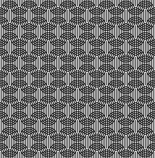 Black and white seamless pattern with line and oval shape. — Stock Vector