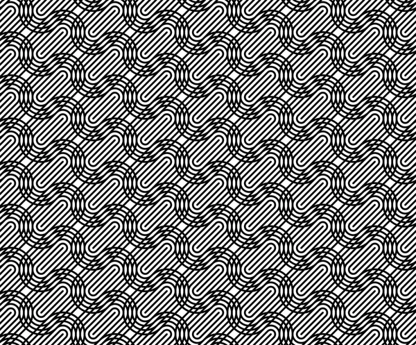 De naadloze patroon zwart-wit met lijn en ovale vorm. — Stockvector