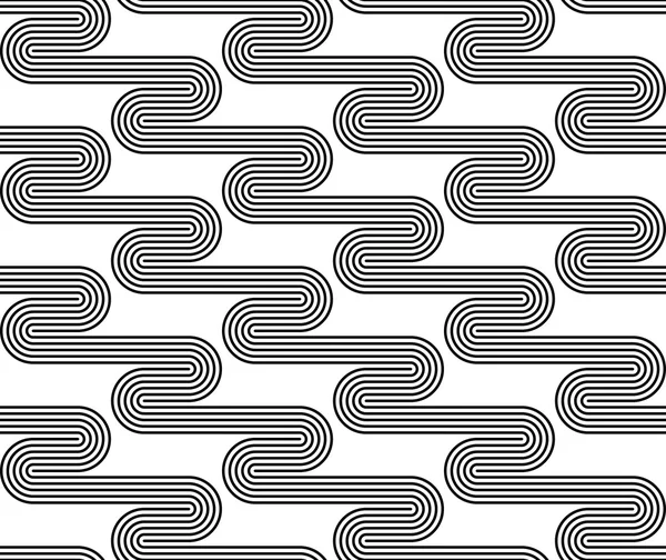De naadloze patroon zwart-wit met gebogen lijn. — Stockvector