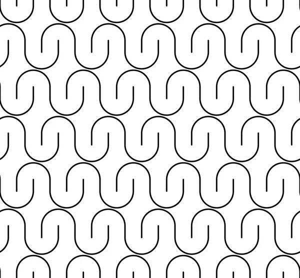 Black and white seamless pattern with curved line. — Stock Vector