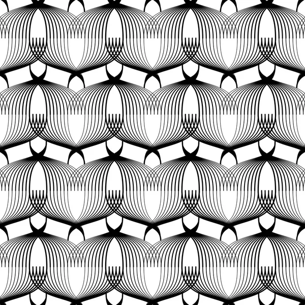 Zwart-wit geometrische naadloze patroon met lijn. — Stockvector