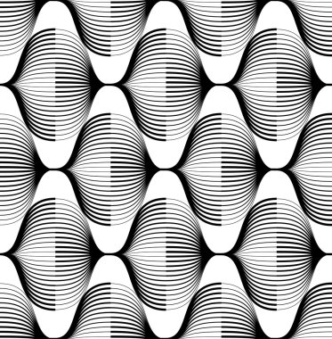 Siyah ve beyaz çizgili geometrik seamless modeli.