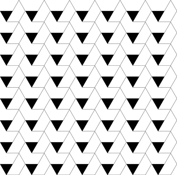 Чорно-білий геометричний безшовний візерунок з трикутником і треком — стоковий вектор