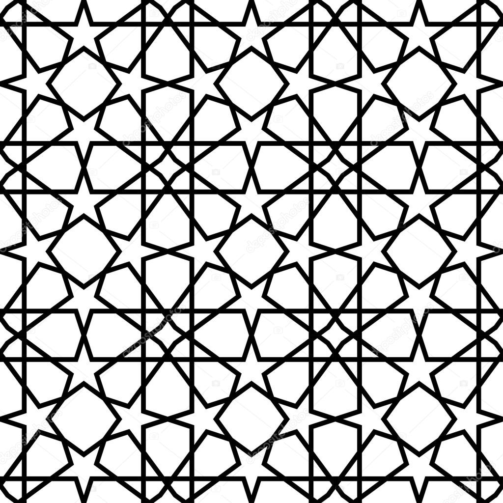 Black and white geometric seamless pattern background..