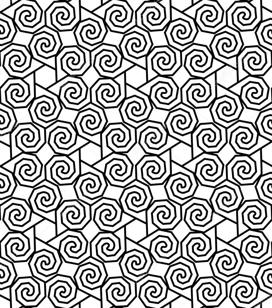 Black and white seamless pattern with twist line style.