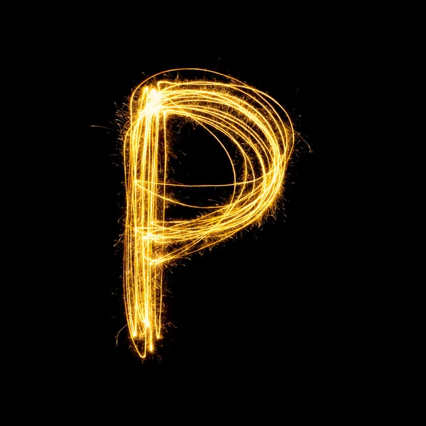 線香花火の光アルファベット P. — ストック写真