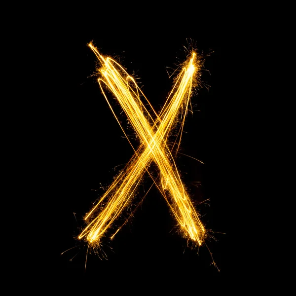 Espumante fogo de artifício alfabeto leve X . — Fotografia de Stock