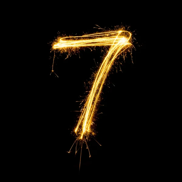 Wunderkerze Feuerwerk Licht Alphabet Nummer 7. — Stockfoto