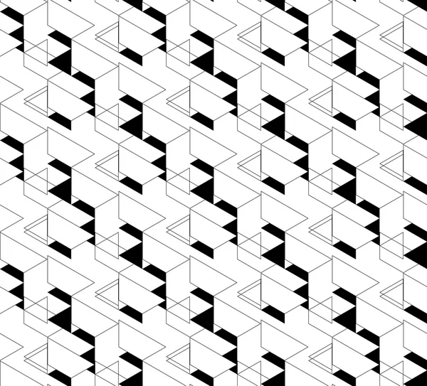 Modello geometrico senza cuciture in bianco e nero con triangolo e tra — Vettoriale Stock