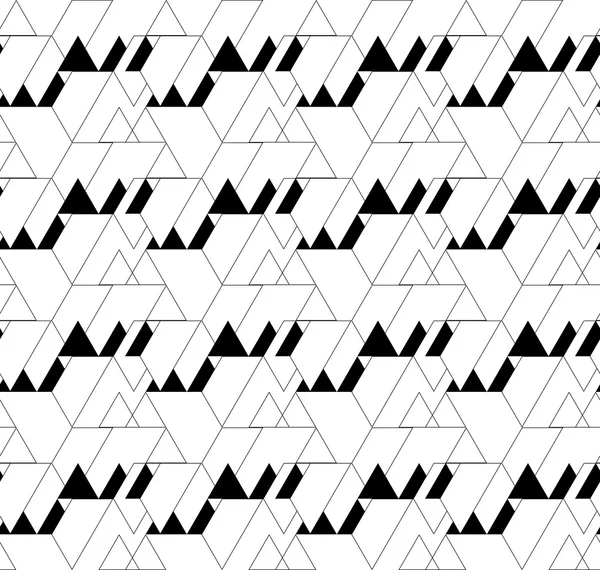 Black and white geometric seamless pattern with triangle and tra — Stock Vector