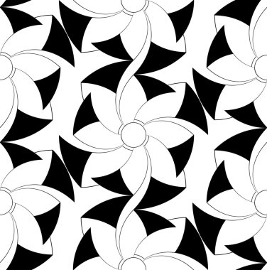 Siyah ve beyaz çiçek tarzı, soyut bac ile seamless modeli