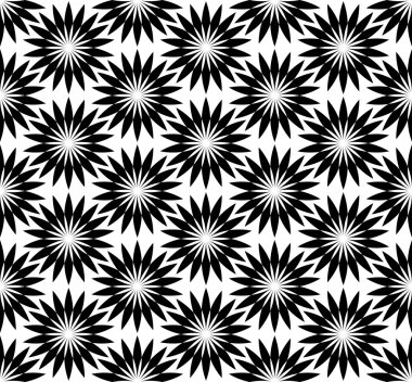 Siyah ve beyaz çiçek tarzı, soyut bac ile seamless modeli